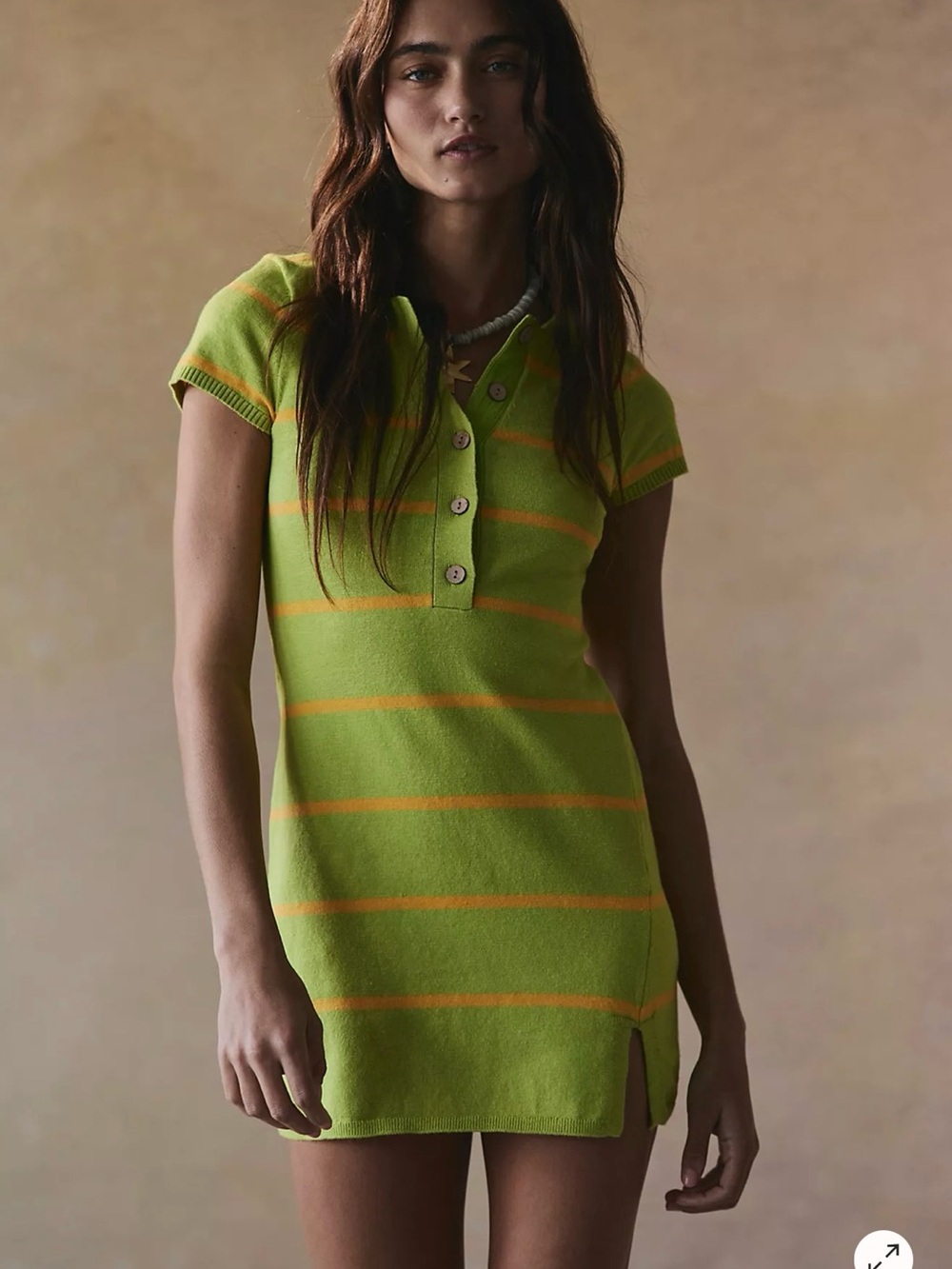 Free People free-est Sinclair Sweater Mini Dress Lime Combo XS Striped Knit